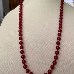 Vintage Monet signed red and gold necklace